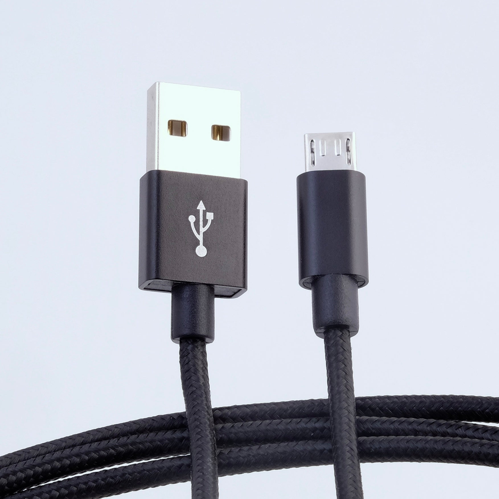 microUSB B - USB A cable, 3m, nylon braided BLACK