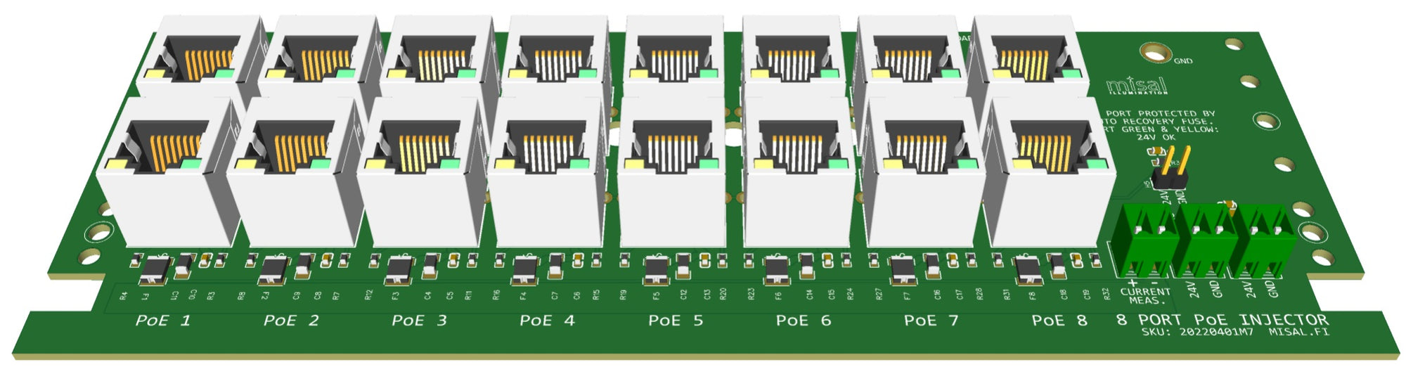 Ethernet 8-port 24V passive PoE injector