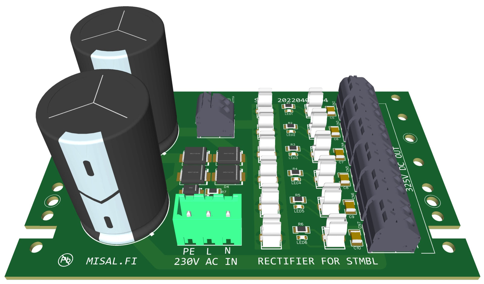 Rectifier for STMBL HV board, 230VAC to 325VDC