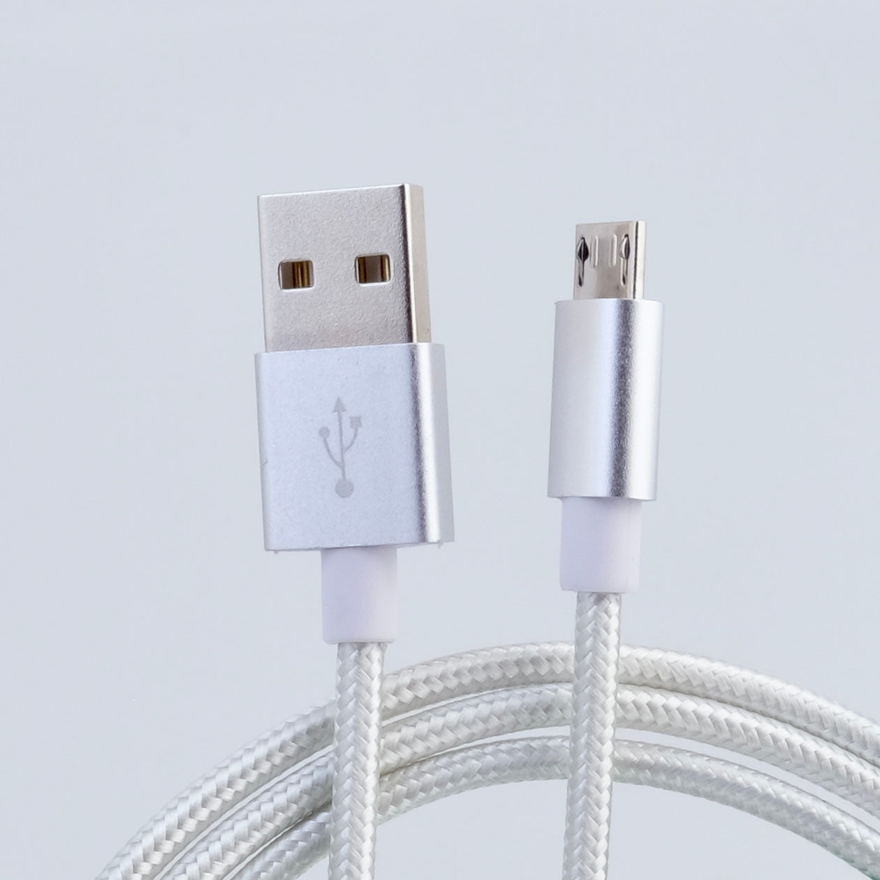 microUSB B - USB A cable, 3m, nylon braided SILVER