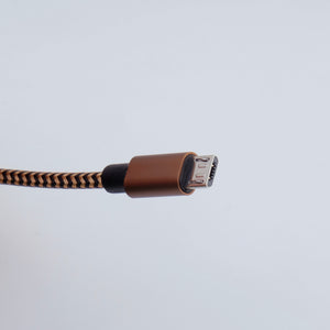 microUSB B - USB A cable, 3m, nylon braided BROWN/YELLOW