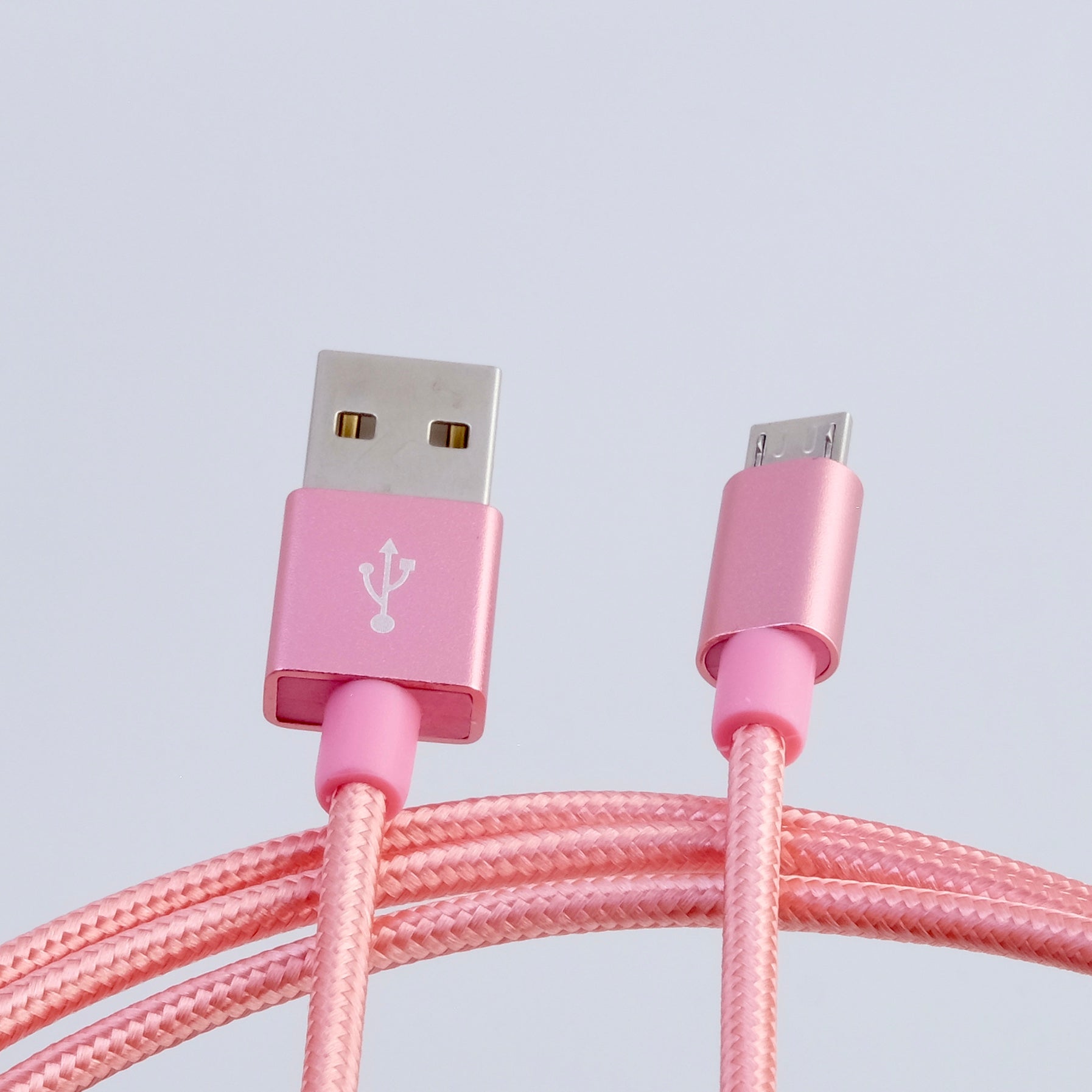 microUSB B - USB A cable, 3m, nylon braided PINK