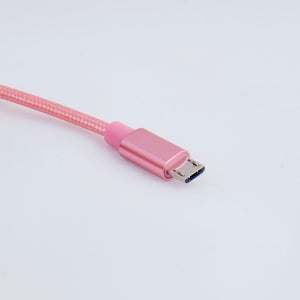 microUSB B - USB A cable, 3m, nylon braided PINK