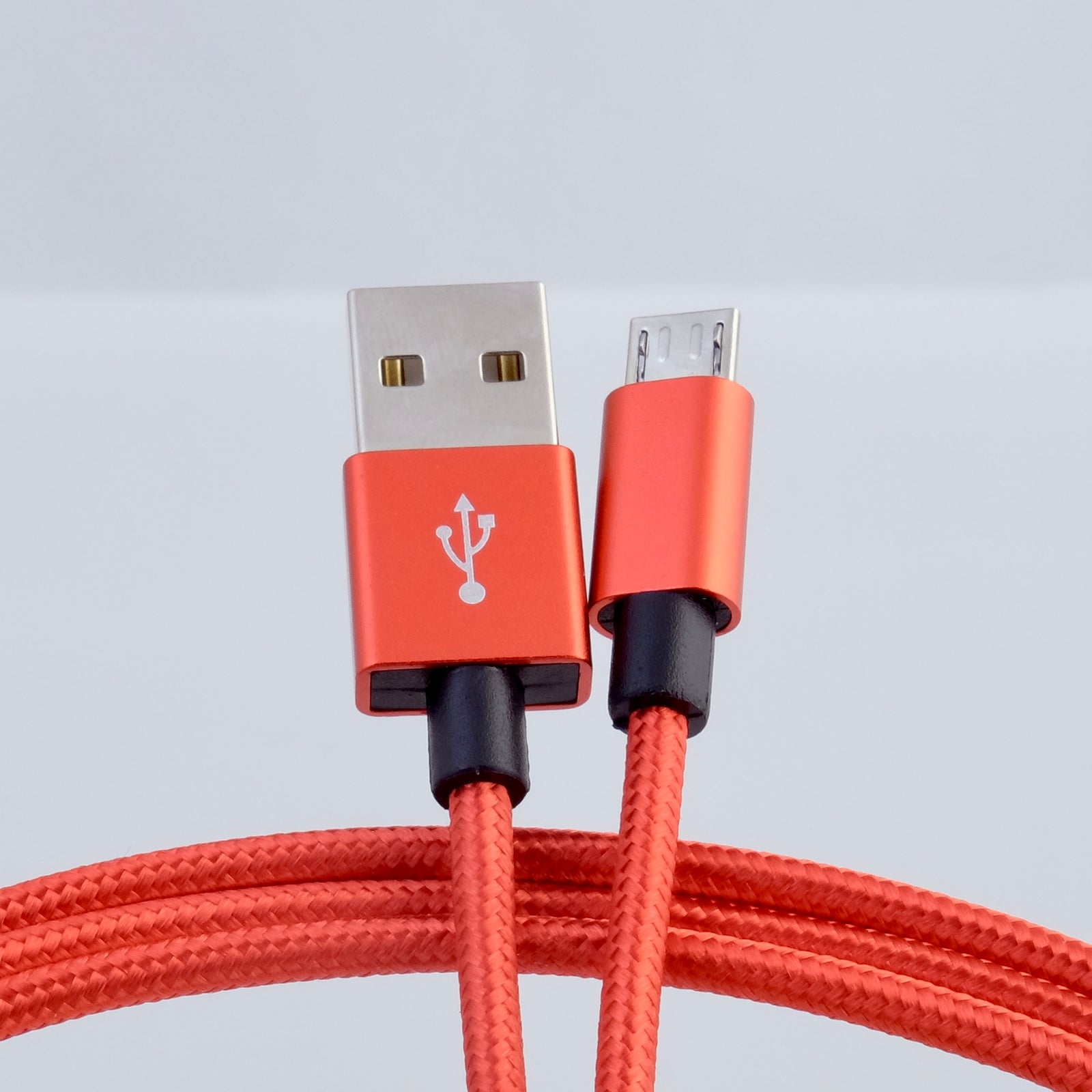 microUSB B - USB A cable, 3m, nylon braided RED