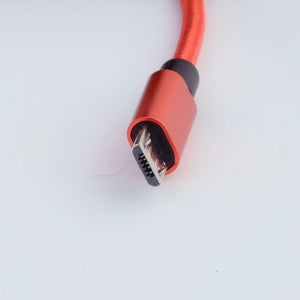 microUSB B - USB A cable, 3m, nylon braided RED